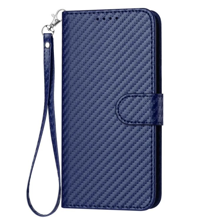 For iPhone 17 Pro YX0070 Carbon Fiber Buckle Leather Phone Case with Lanyard(Royal Blue) - free shipping - PMc TechLife - Order now!