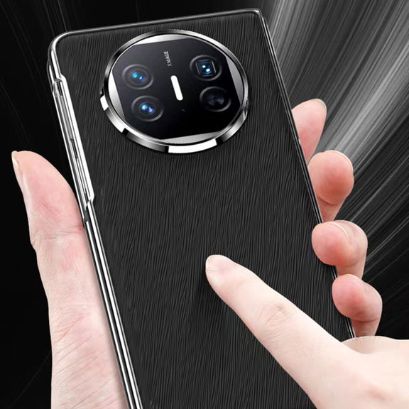 For Huawei Mate X3 Integrated Plating PC Leather Texture Full Coverage Fold Shockproof Phone Case(White)