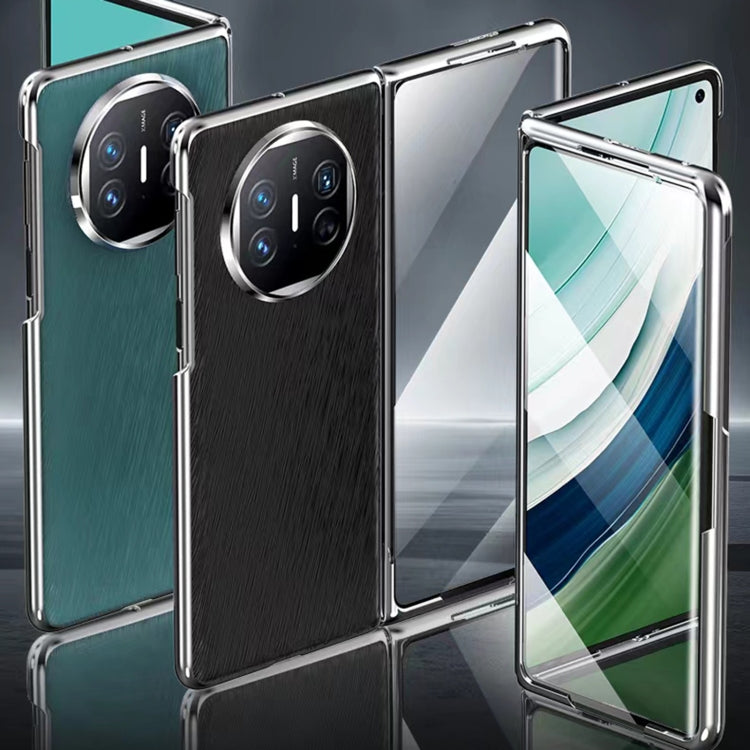 For Huawei Mate X5 Integrated Plating PC Leather Texture Full Coverage Fold Shockproof Phone Case(White) - Huawei Cases by PMC TechLife | Online Shopping South Africa | PMC TechLife | Buy Now Pay Later Mobicred