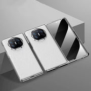For Huawei Mate X5 Integrated Plating PC Leather Texture Full Coverage Fold Shockproof Phone Case(White)