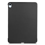 For iPad Air 13 2024 Custer Pure Color 3-Fold Holder Smart Leather Tablet Case(Black)