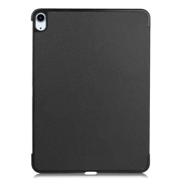 For iPad Air 13 2024 Custer Pure Color 3-Fold Holder Smart Leather Tablet Case(Black)