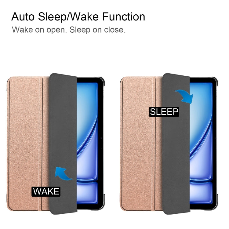 For iPad Air 13 2024 Custer Pure Color 3-Fold Holder Smart Leather Tablet Case(Rose Gold) - iPad Air 13 2024 Cases by PMC TechLife | Online Shopping South Africa | PMC TechLife | Buy Now Pay Later Mobicred