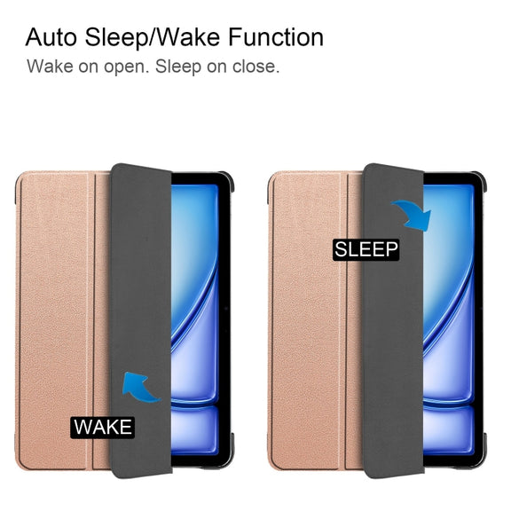 For iPad Air 13 2024 Custer Pure Color 3-Fold Holder Smart Leather Tablet Case(Rose Gold)