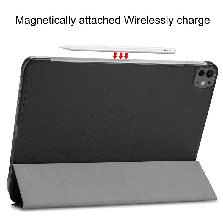 For iPad Pro 13 2024 Custer Pure Color 3-Fold Holder Smart Leather Tablet Case(Black) - iPad Pro 13 2024 Cases by PMC TechLife | Online Shopping South Africa | PMC TechLife | Buy Now Pay Later Mobicred
