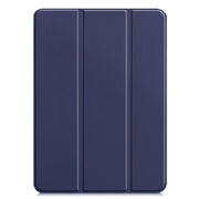 For iPad Pro 13 2024 Custer Pure Color 3-Fold Holder Smart Leather Tablet Case(Dark Blue)