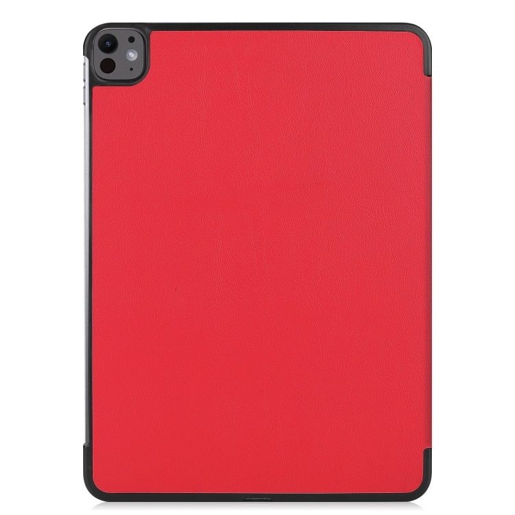 For iPad Pro 13 2024 Custer Pure Color 3-Fold Holder Smart Leather Tablet Case(Red) - free shipping - PMC TechLife - Order now!