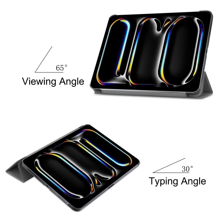 For iPad Pro 13 2024 Custer Pure Color 3-Fold Holder Smart Leather Tablet Case(Grey) - iPad Pro 13 2024 Cases by PMC TechLife | Online Shopping South Africa | PMC TechLife | Buy Now Pay Later Mobicred