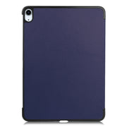 For iPad Air 11 2024 Custer Pure Color 3-Fold Holder Smart Leather Tablet Case(Blue)