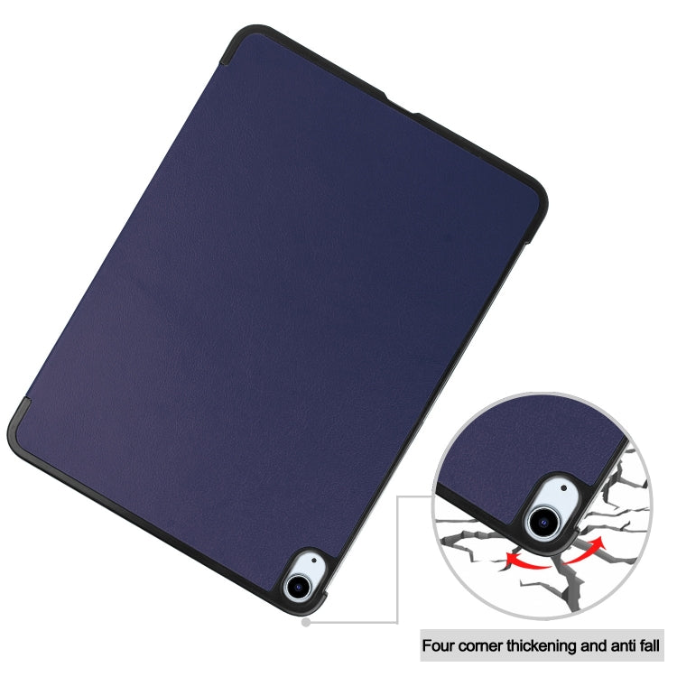 For iPad Air 11 2024 Custer Pure Color 3-Fold Holder Smart Leather Tablet Case(Blue)