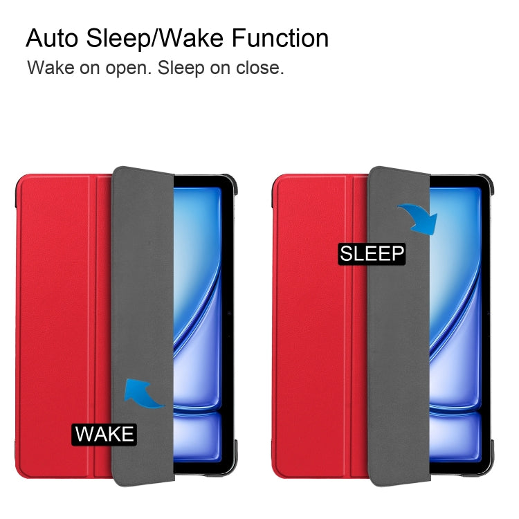 For iPad Air 11 2025 / 2024 Custer Pure Color 3-Fold Holder Smart Leather Tablet Case(Red) - iPad Air 11 2025 / 2024 Cases by PMC TechLife | Online Shopping South Africa | PMC TechLife | Buy Now Pay Later Mobicred