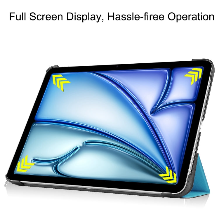 For iPad Air 11 2025 / 2024 Custer Pure Color 3-Fold Holder Smart Leather Tablet Case(Sky Blue) - iPad Air 11 2025 / 2024 Cases by PMC TechLife | Online Shopping South Africa | PMC TechLife | Buy Now Pay Later Mobicred