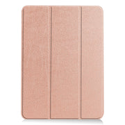 For iPad Air 11 2024 Custer Pure Color 3-Fold Holder Smart Leather Tablet Case(Rose Gold)