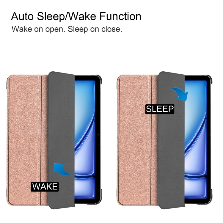 For iPad Air 11 2024 Custer Pure Color 3-Fold Holder Smart Leather Tablet Case(Rose Gold) - iPad Air 11 2024 Cases by PMC TechLife | Online Shopping South Africa | PMC TechLife | Buy Now Pay Later Mobicred