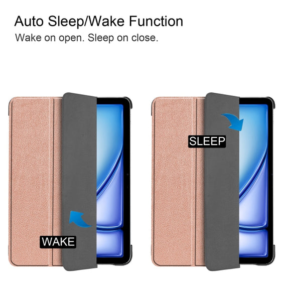 For iPad Air 11 2024 Custer Pure Color 3-Fold Holder Smart Leather Tablet Case(Rose Gold)
