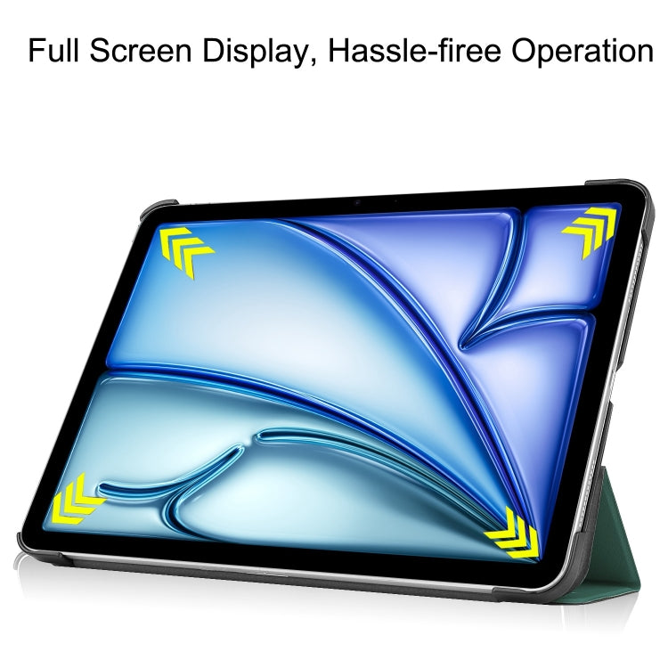 For iPad Air 11 2025 / 2024 Custer Pure Color 3-Fold Holder Smart Leather Tablet Case(Dark Green) - iPad Air 11 2025 / 2024 Cases by PMC TechLife | Online Shopping South Africa | PMC TechLife | Buy Now Pay Later Mobicred