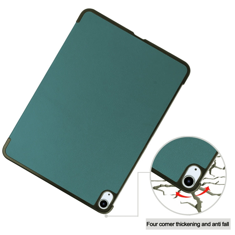 For iPad Air 11 2025 / 2024 Custer Pure Color 3-Fold Holder Smart Leather Tablet Case(Dark Green) - iPad Air 11 2025 / 2024 Cases by PMC TechLife | Online Shopping South Africa | PMC TechLife | Buy Now Pay Later Mobicred