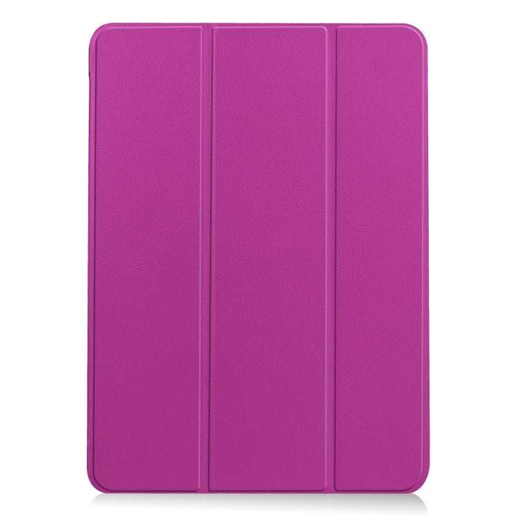 For iPad Air 11 2024 Custer Pure Color 3-Fold Holder Smart Leather Tablet Case(Purple) - iPad Air 11 2024 Cases by PMC TechLife | Online Shopping South Africa | PMC TechLife | Buy Now Pay Later Mobicred