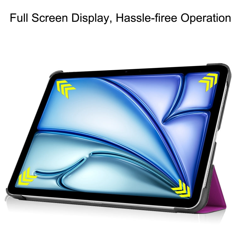 For iPad Air 11 2024 Custer Pure Color 3-Fold Holder Smart Leather Tablet Case(Purple) - iPad Air 11 2024 Cases by PMC TechLife | Online Shopping South Africa | PMC TechLife | Buy Now Pay Later Mobicred