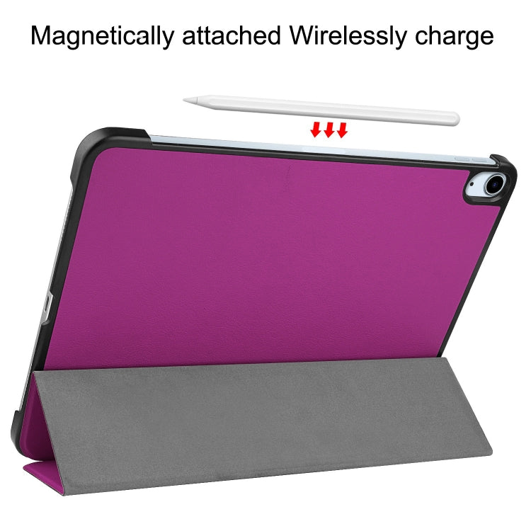 For iPad Air 11 2024 Custer Pure Color 3-Fold Holder Smart Leather Tablet Case(Purple) - iPad Air 11 2024 Cases by PMC TechLife | Online Shopping South Africa | PMC TechLife | Buy Now Pay Later Mobicred