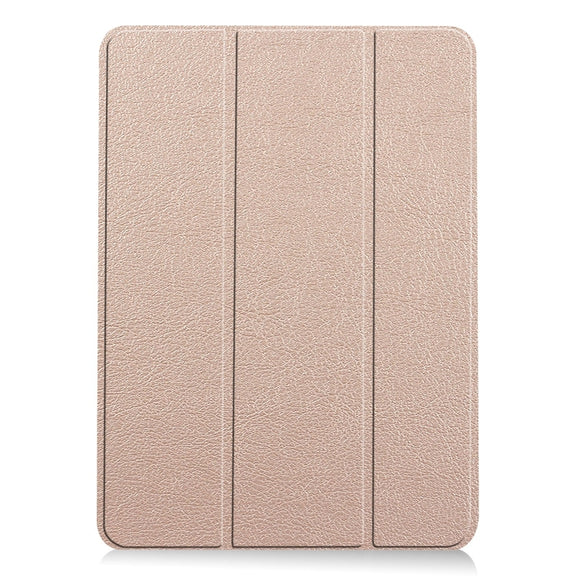 For iPad Air 11 2025 / 2024 Custer Pure Color 3-Fold Holder Smart Leather Tablet Case(Gold)