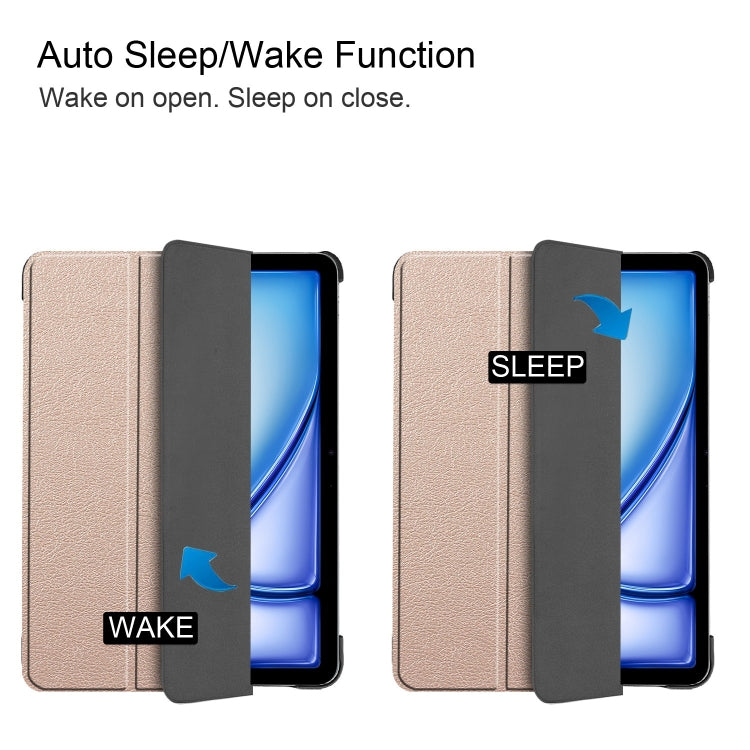 For iPad Air 11 2025 / 2024 Custer Pure Color 3-Fold Holder Smart Leather Tablet Case(Gold) - iPad Air 11 2025 / 2024 Cases by PMC TechLife | Online Shopping South Africa | PMC TechLife | Buy Now Pay Later Mobicred