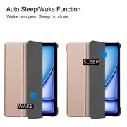 For iPad Air 11 2025 / 2024 Custer Pure Color 3-Fold Holder Smart Leather Tablet Case(Gold)
