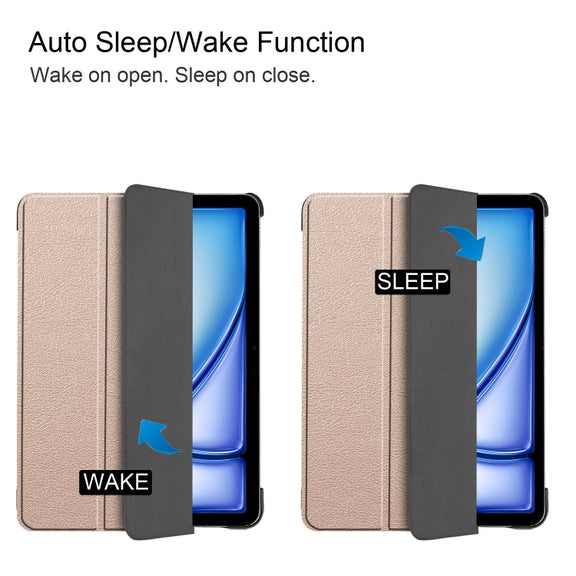 For iPad Air 11 2025 / 2024 Custer Pure Color 3-Fold Holder Smart Leather Tablet Case(Gold)