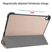 For iPad Air 11 2025 / 2024 Custer Pure Color 3-Fold Holder Smart Leather Tablet Case(Gold)