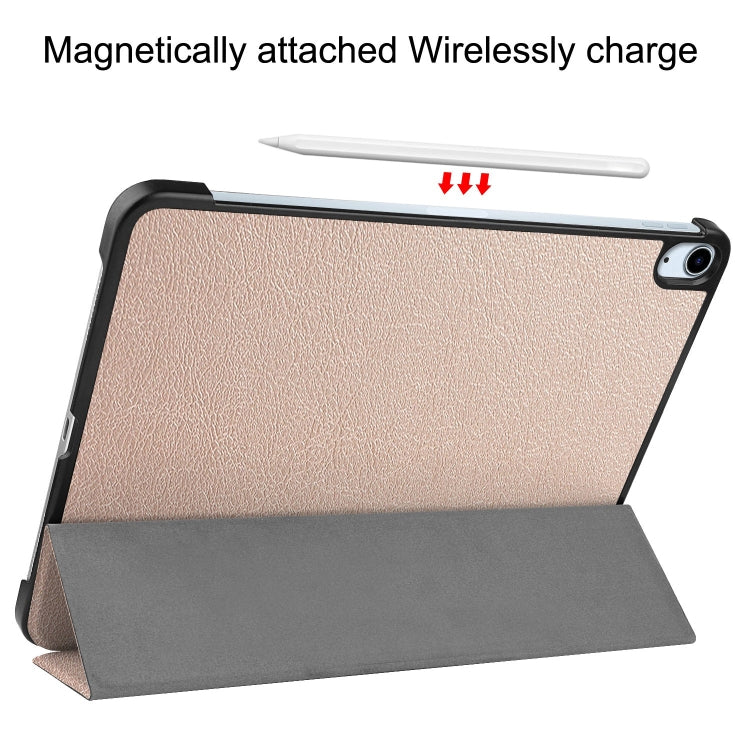 For iPad Air 11 2025 / 2024 Custer Pure Color 3-Fold Holder Smart Leather Tablet Case(Gold)