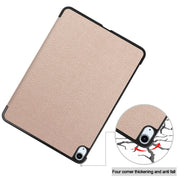 For iPad Air 11 2025 / 2024 Custer Pure Color 3-Fold Holder Smart Leather Tablet Case(Gold)