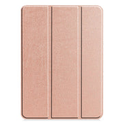 For iPad Pro 11 2024 Custer Pure Color 3-Fold Holder Smart Leather Tablet Case(Rose Gold)