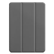 For iPad Pro 11 2024 Custer Pure Color 3-Fold Holder Smart Leather Tablet Case(Gray)