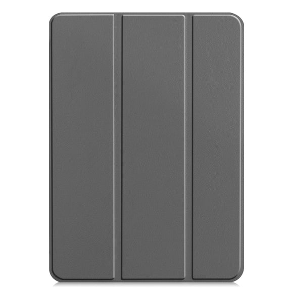For iPad Pro 11 2024 Custer Pure Color 3-Fold Holder Smart Leather Tablet Case(Gray)