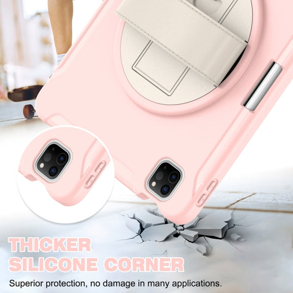 For iPad Pro 11 2024 Spider Wheel Silicone Hybrid PC Tablet Case(Cherry Blossoms Pink)