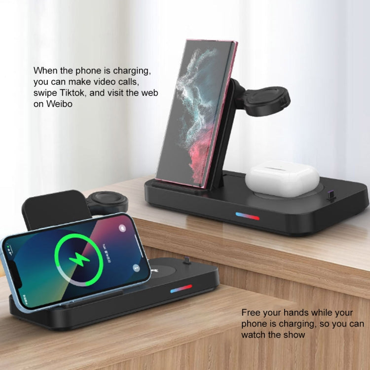 For Apple Series 3 in 1 15W Earphones/Phones/Watch Fold Wireless Charger Stand(Black)