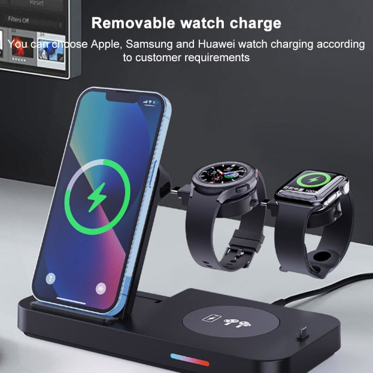 For Apple Series 3 in 1 15W Earphones/Phones/Watch Fold Wireless Charger Stand(Black)