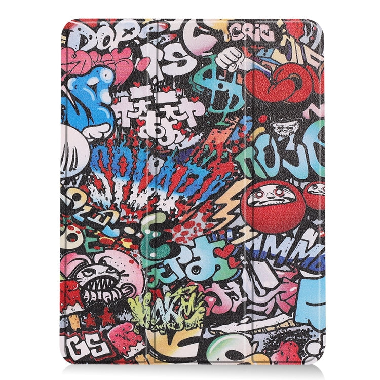For iPad Air 11 2024 Custer Painted 3-Fold Holder Smart Leather Tablet Case(Graffiti) - iPad Air 11 2024 Cases by PMC TechLife | Online Shopping South Africa | PMC TechLife | Buy Now Pay Later Mobicred