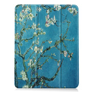 For iPad Air 11 2024 / 2025 Custer Painted 3-Fold Holder Smart Leather Tablet Case(Apricot Flower)