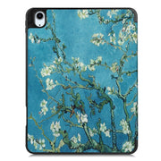 For iPad Air 11 2024 / 2025 Custer Painted 3-Fold Holder Smart Leather Tablet Case(Apricot Flower)