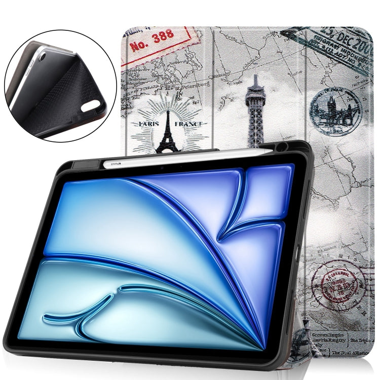 For iPad Air 11 2024 / 2025 Custer Painted 3-Fold Holder Smart Leather Tablet Case(Eiffel Tower) - iPad Air 11 2025 / 2024 Cases by PMC TechLife | Online Shopping South Africa | PMC TechLife | Buy Now Pay Later Mobicred