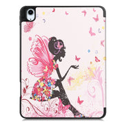 For iPad Air 11 2024 Custer Painted 3-Fold Holder Smart Leather Tablet Case(Elf Girl)