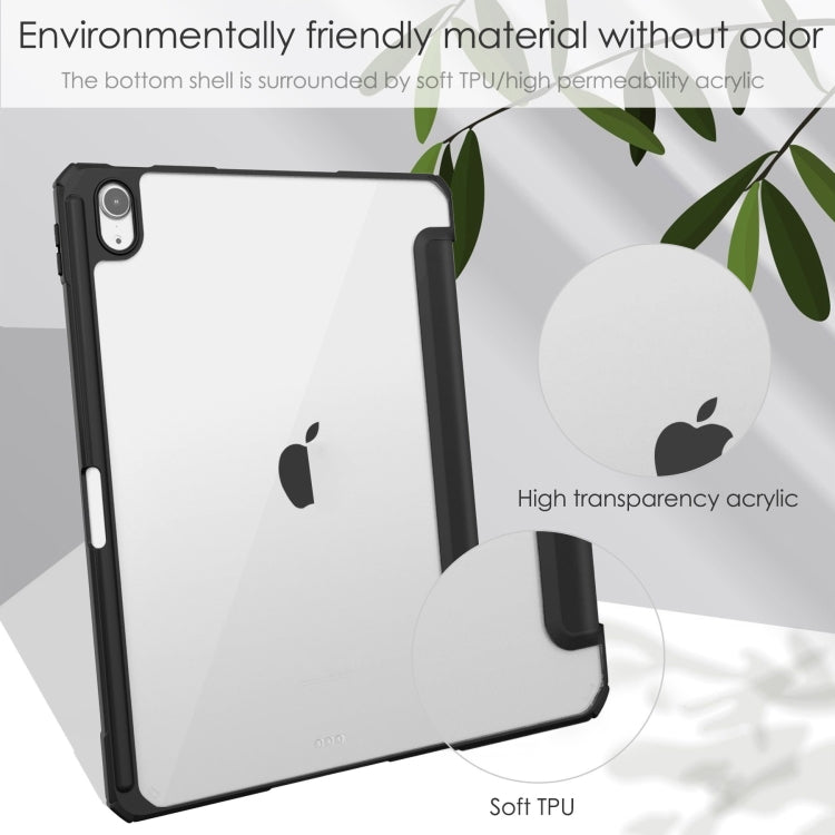 For iPad Air 11 2025 / 2024 Pure Color 3-fold Clear TPU Smart Leather Tablet Case(Black) - iPad Air 11 2025 / 2024 Cases by PMC TechLife | Online Shopping South Africa | PMC TechLife | Buy Now Pay Later Mobicred