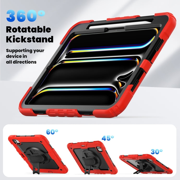 For iPad Pro 11 2024 Silicone Hybrid PC Tablet Protective Case(Red+Black)