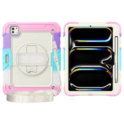 For iPad Pro 11 2024 Silicone Hybrid PC Tablet Protective Case(Rainbow Pink)
