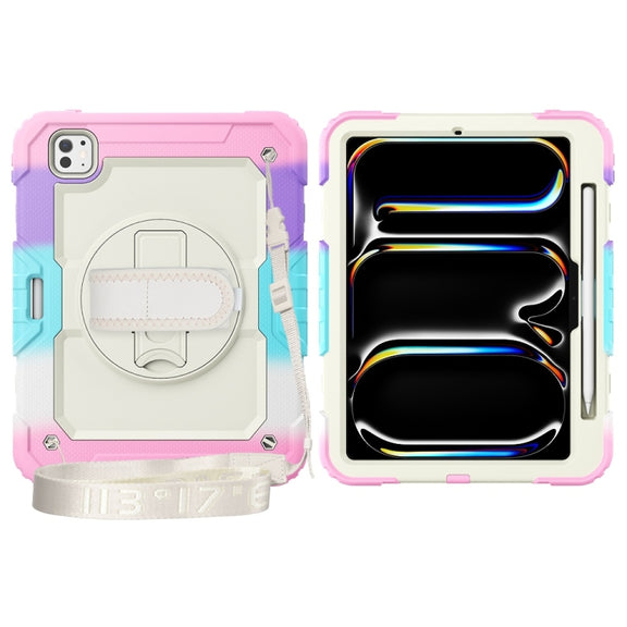 For iPad Pro 11 2024 Silicone Hybrid PC Tablet Protective Case(Rainbow Pink)