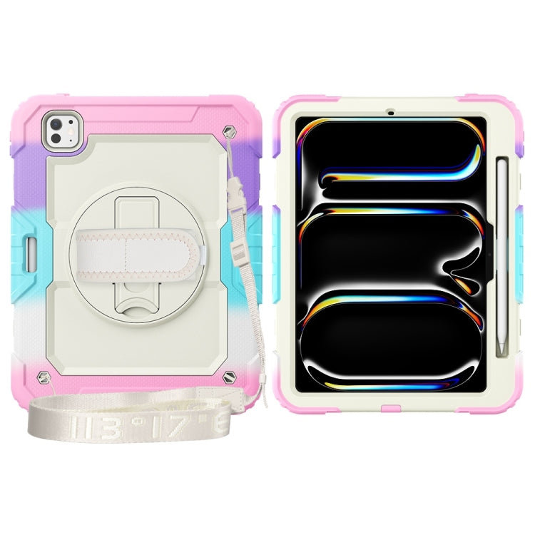 For iPad Pro 11 2024 Silicone Hybrid PC Tablet Protective Case(Rainbow Pink)