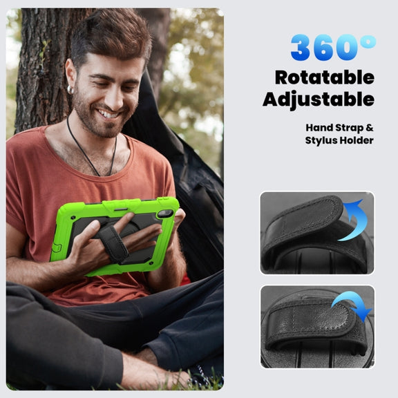 For iPad Air 11 2024 / Air 11 2025 Silicone Hybrid PC Tablet Protective Case(Black+Yellow Green)