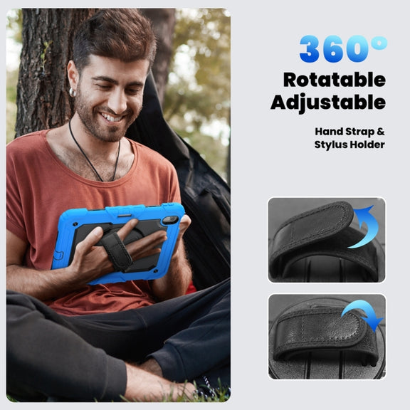 For iPad Air 11 2024 / Air 11 2025 Silicone Hybrid PC Tablet Protective Case(Black+Light Blue)