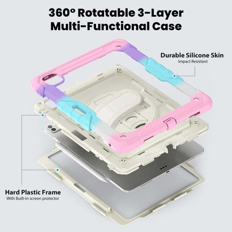 For iPad Pro 13 2024 Silicone Hybrid PC Tablet Protective Case(Rainbow Pink) - iPad Pro 13 2024 Cases by PMC TechLife | Online Shopping South Africa | PMC TechLife | Buy Now Pay Later Mobicred